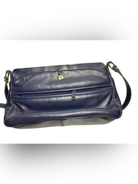 Vintage Etienne Aigner Navy Blue Leather Shoulder Bag